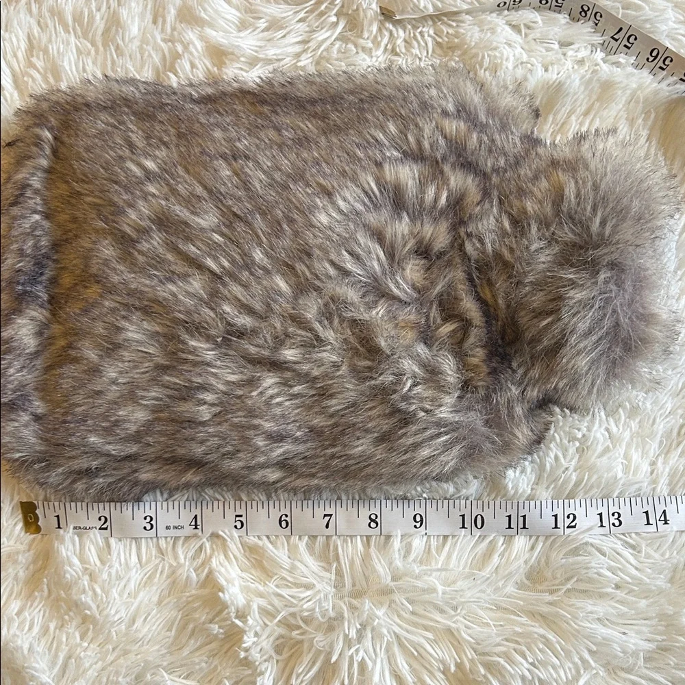Faux Fur Hot Water Bottle in Beige Gray and Brown blend fur cover - Picture 6 of 7